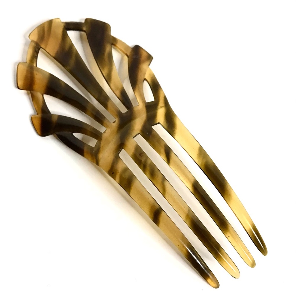 Vintage Hair Comb Faux Tortoise Shell Celluloid